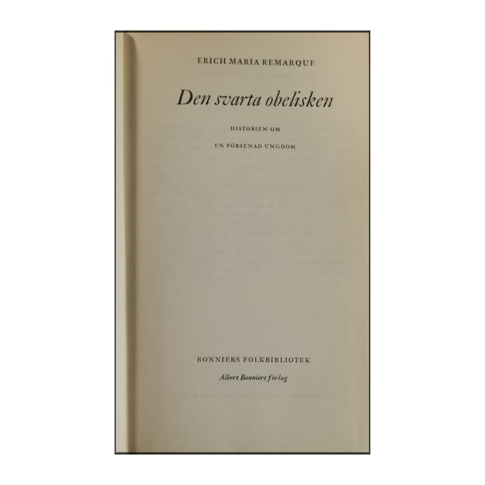 Erich Maria Remarque: Den Svarta Obelisken