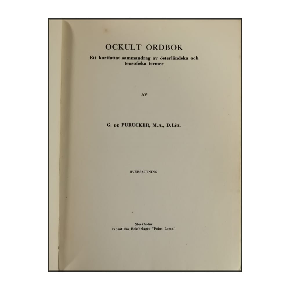 G. De Purucker: Ockult Ordbok