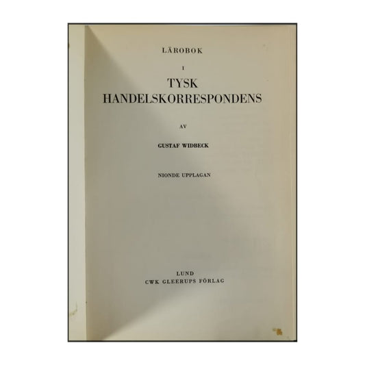 Gustaf Widbeck: Lärobok I Tysk Handelskorrrespondens
