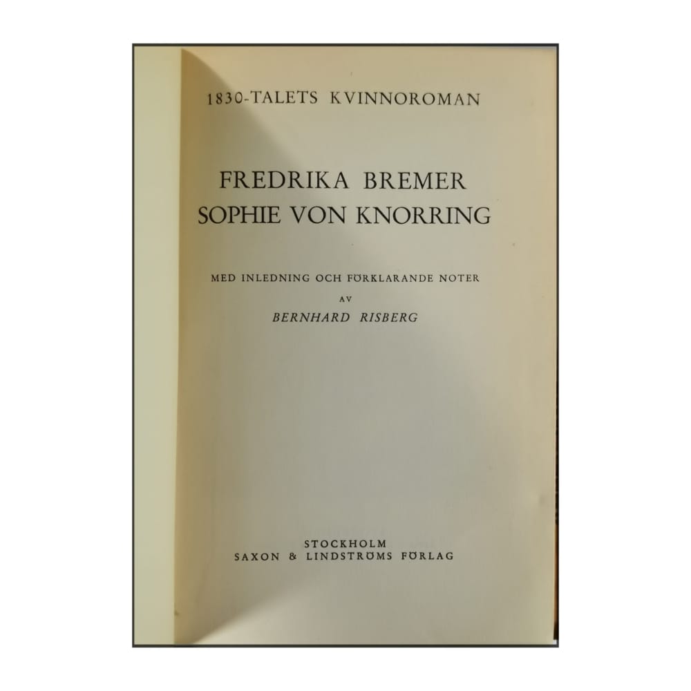 Bernhard Risberg: 1830-Talets Kvinnoroman