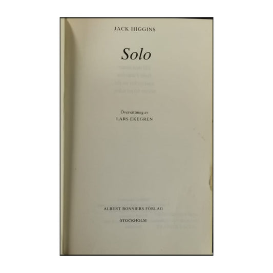 Jack Higgins: Solo