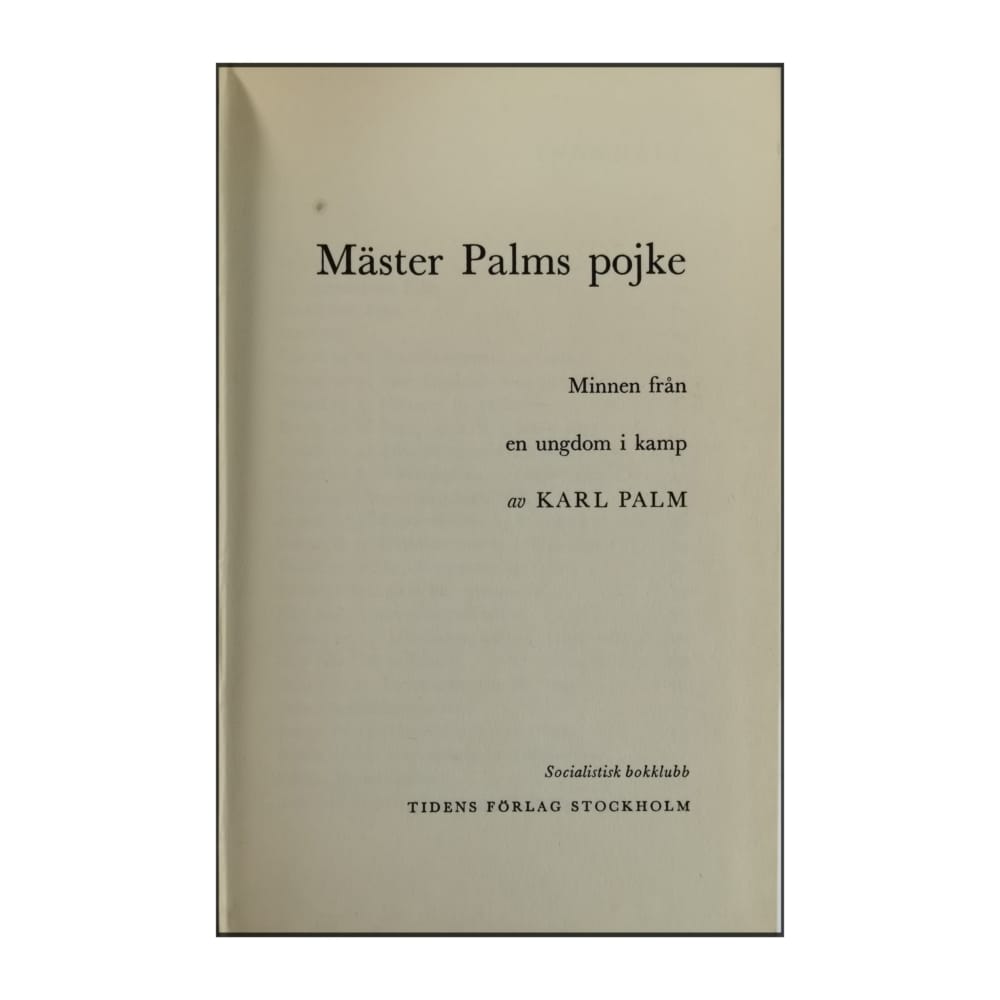 Karl Palm: Mäster Palms Pojke