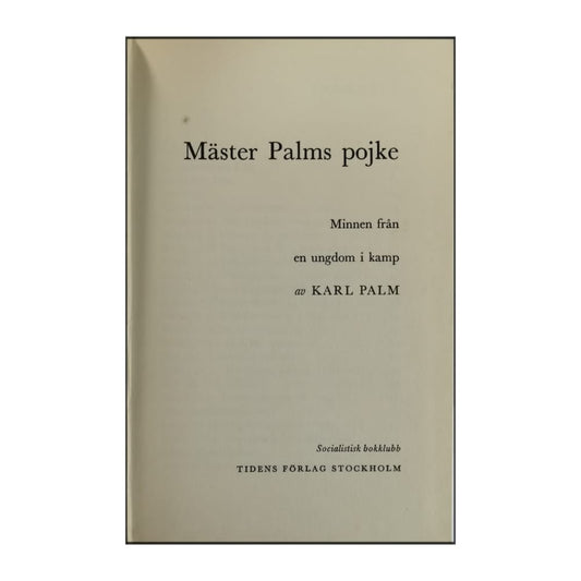 Karl Palm: Mäster Palms Pojke
