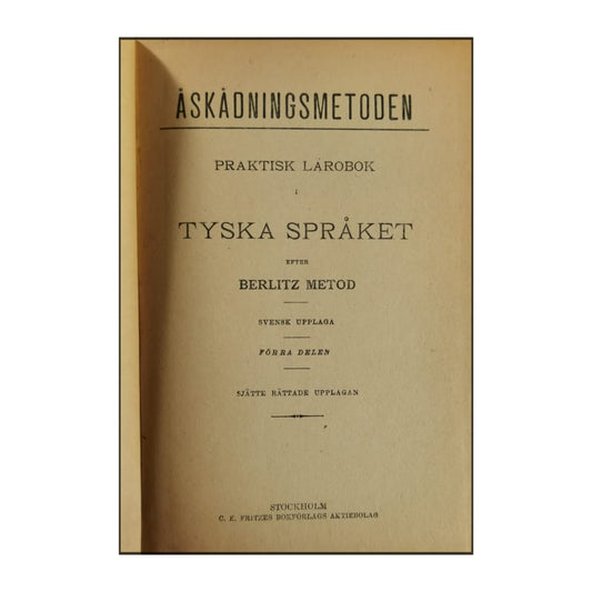 Åskådningsmetoden Praktisk Lärobok I Tyska Språket Efter Berlitz' Metod
