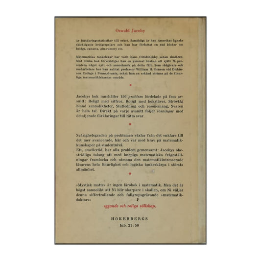 Oswald Jacoby: Mystisk Matte