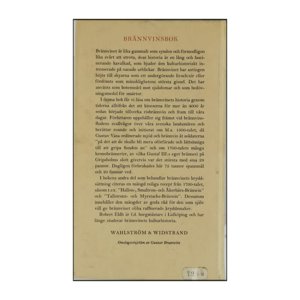 Robert Eldh: Brännvinsbok