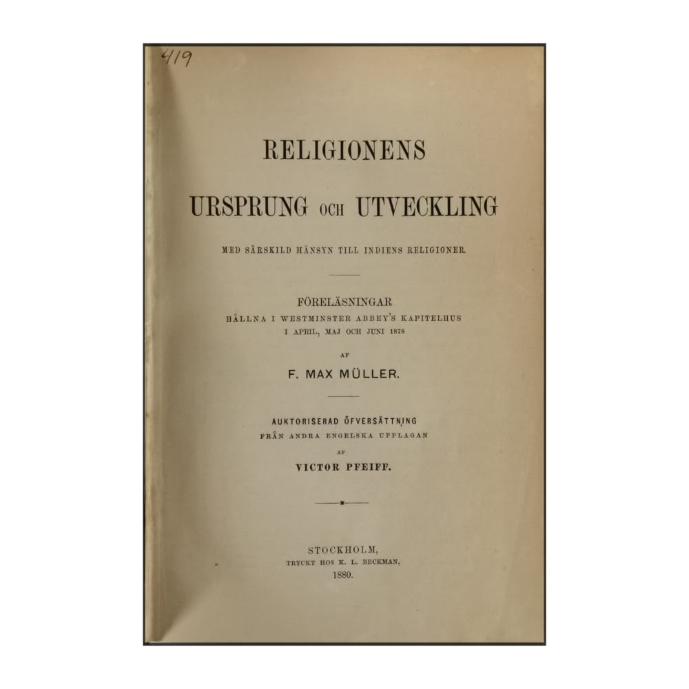 F. Max Müller: Religionens Ursprung Och Utveckling