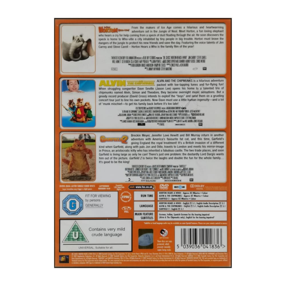 Horton Hears A Who + Alvin And The Chipmunks + Garfield 2
