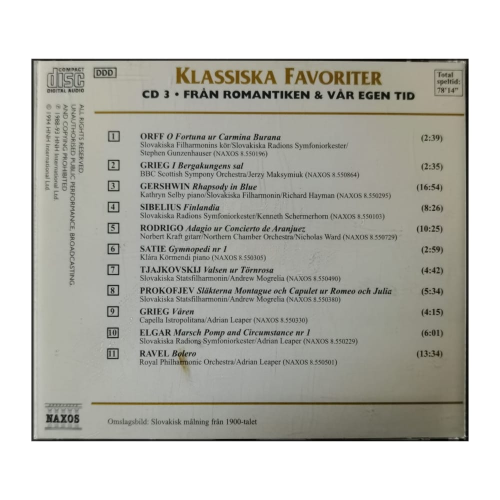 Naxos: Klassiska Favoriter Disc-3 Från Romantiken Och Vår Egen Tid