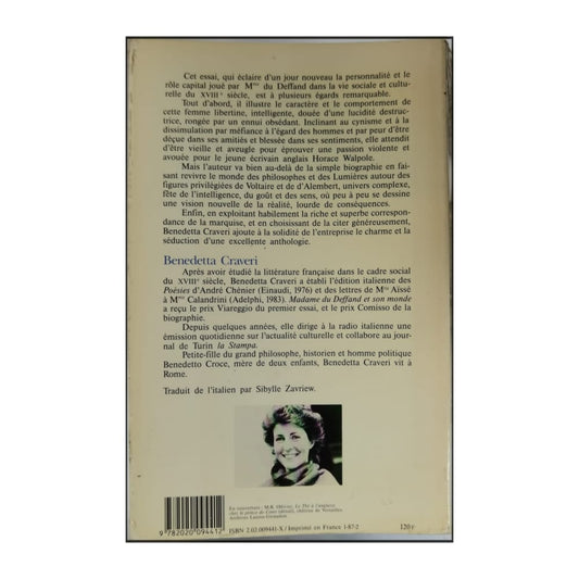 Benedetta Craveri: Madame Du Deffand Et Son Monde