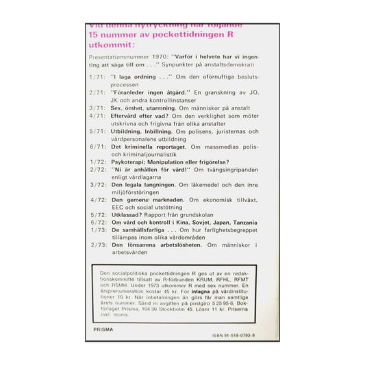 Pockettidningen R 1971 Nr 1 I Laga Ordning