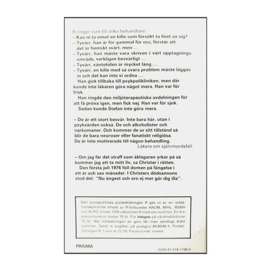 Pockettidningen R 1978 Nr 3 Självmord