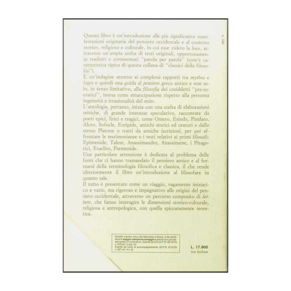 Romano Gasparotti: Mito Sapienza Filosofia