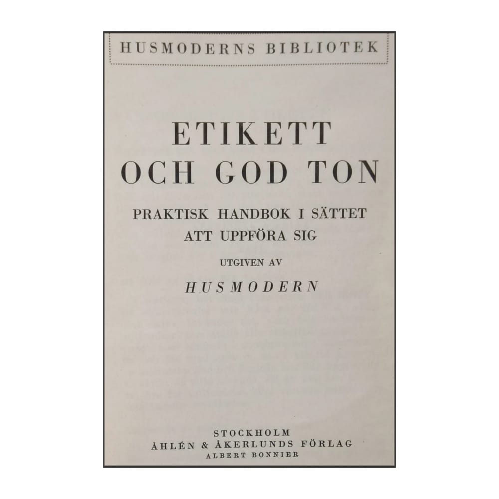 Etikett Och God Ton