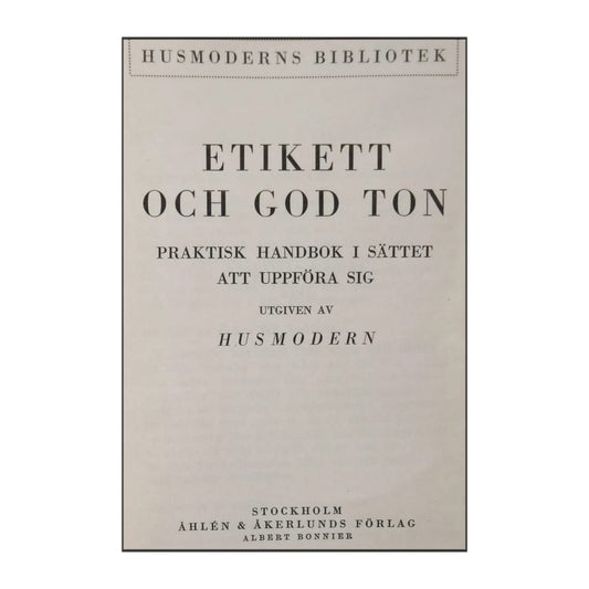 Etikett Och God Ton