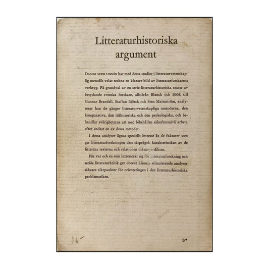 Sven Linnér: Litteratur Historiska Argument