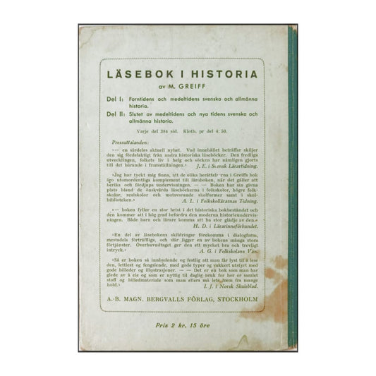 Ola Bergström: Lärobok I Historia För Folkskolan