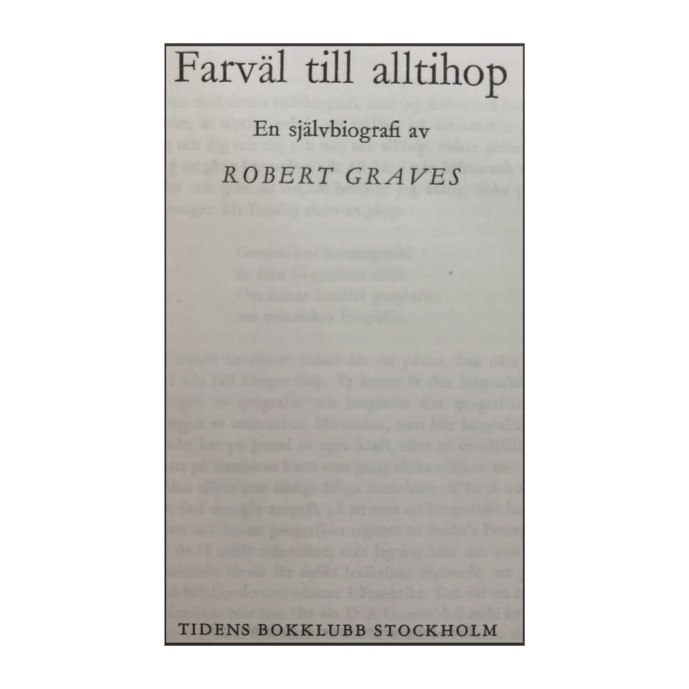 Robert Graves: Farväl Till Alltihop