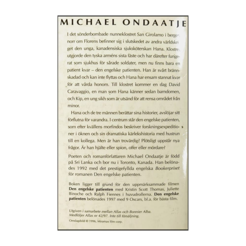 Michael Ondaatje: Den Engelske Patienten
