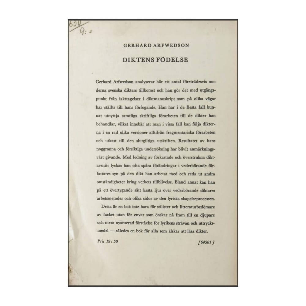 Gerhard Arfwedson: Diktens Födelse