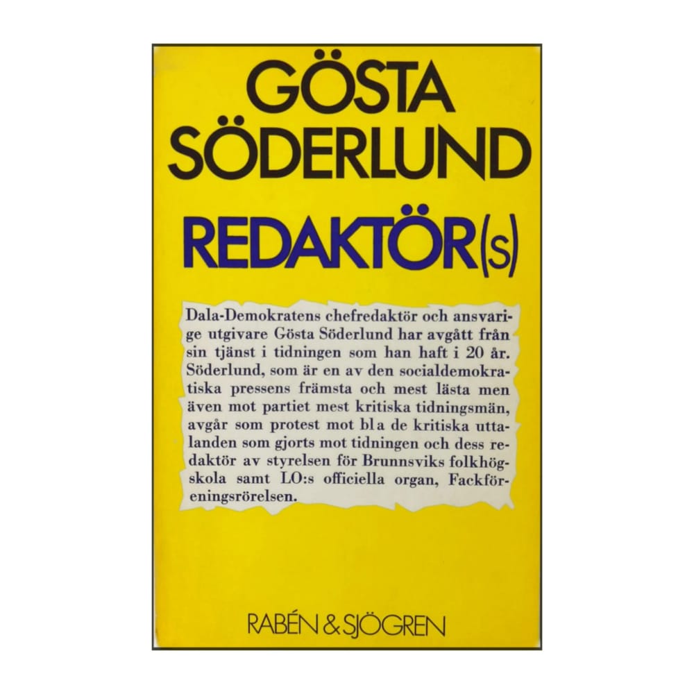 Gösta Söderlund: Redaktörs
