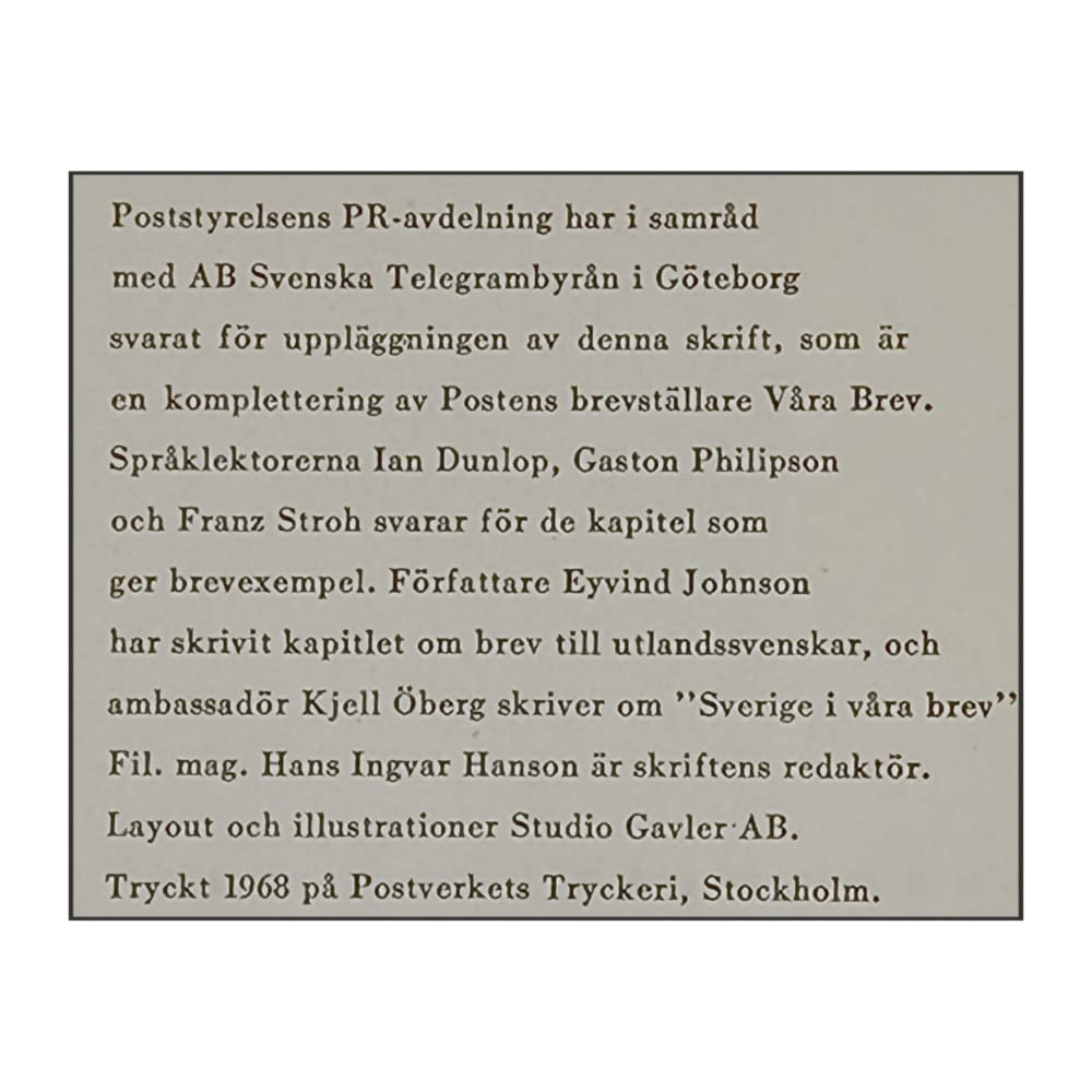 Våra Brev Till Utlandet