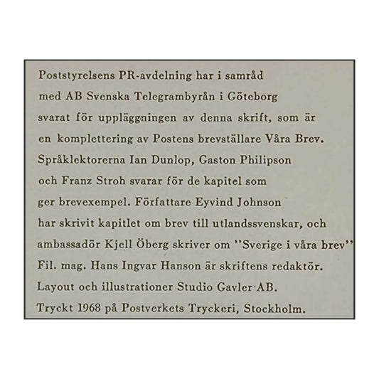 Våra Brev Till Utlandet