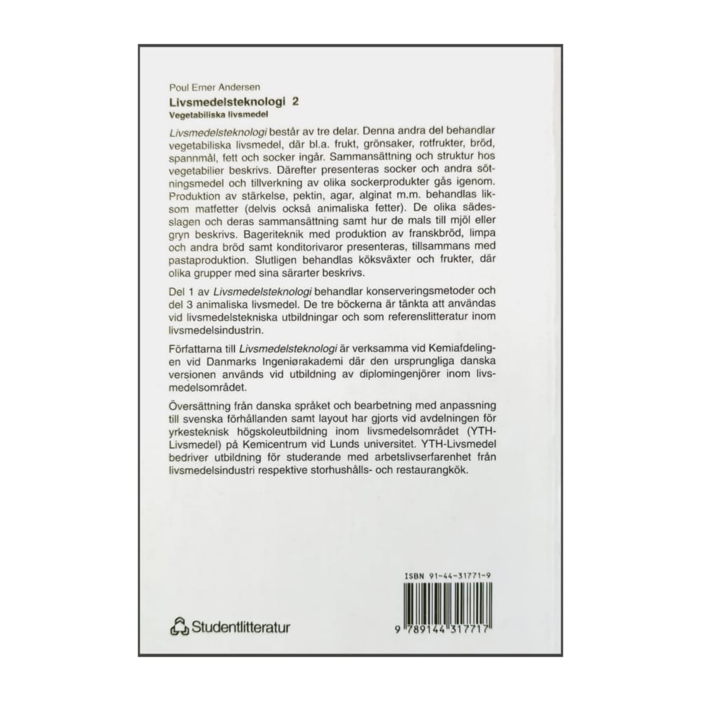 Poul Erner Andersen: Livsmedelsteknologi 2