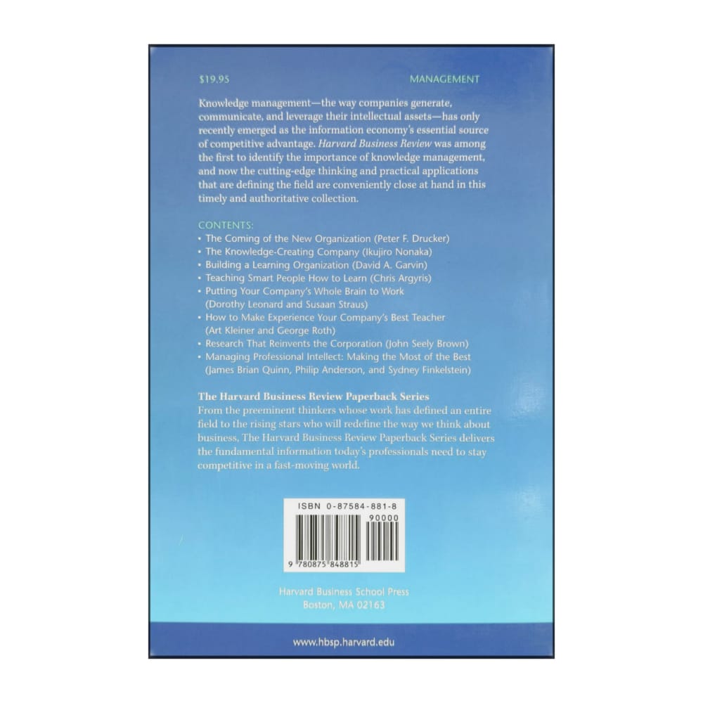 Harvard Business Review On Knowledge Management