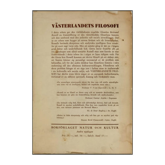 Bertrand Russell: Västerlandets Filosofi