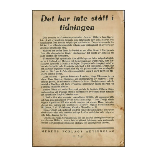 Gunnar Müllern: Det Har Inte Stått I Tidningen