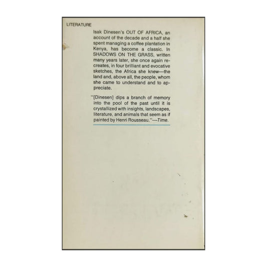 Isak Dinesen: Shadows On The Grass