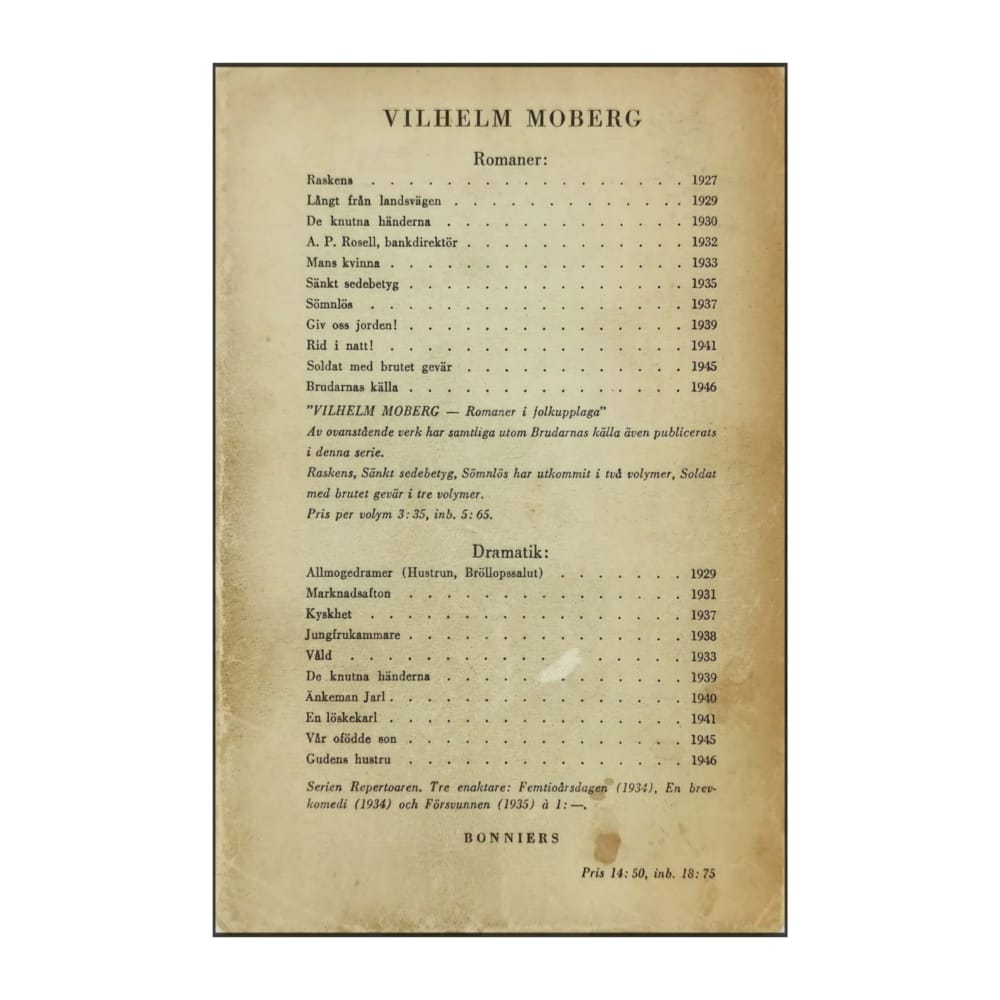Vilhelm Moberg: Utvandrarna