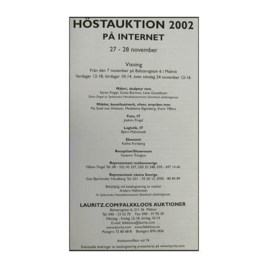 Lauritz Falkkloos Auktioner 2002/11/27-28