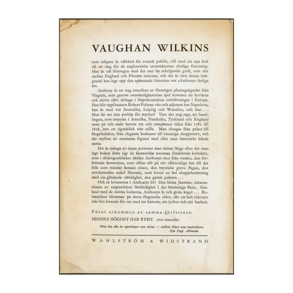 Vaughan Wilkins: Anthonys Farliga År