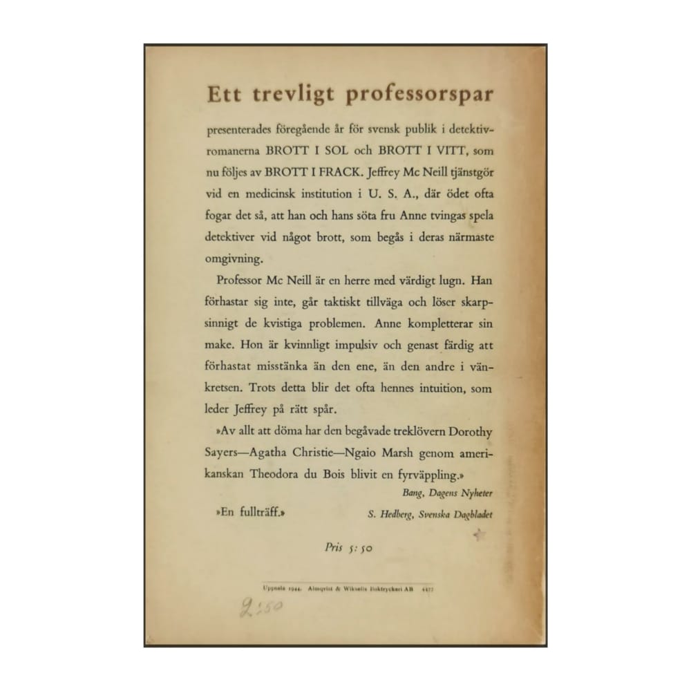 Theodora Du Bois: Brott I Frack