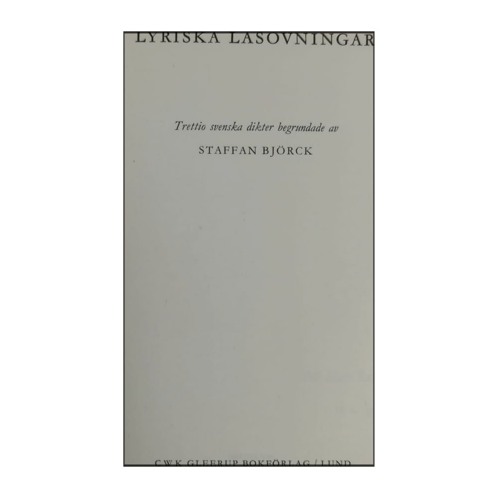 Staffan Björck: Lyriska Läsövningar