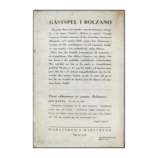 Alexander Màrai: Gästspel I Bolzano