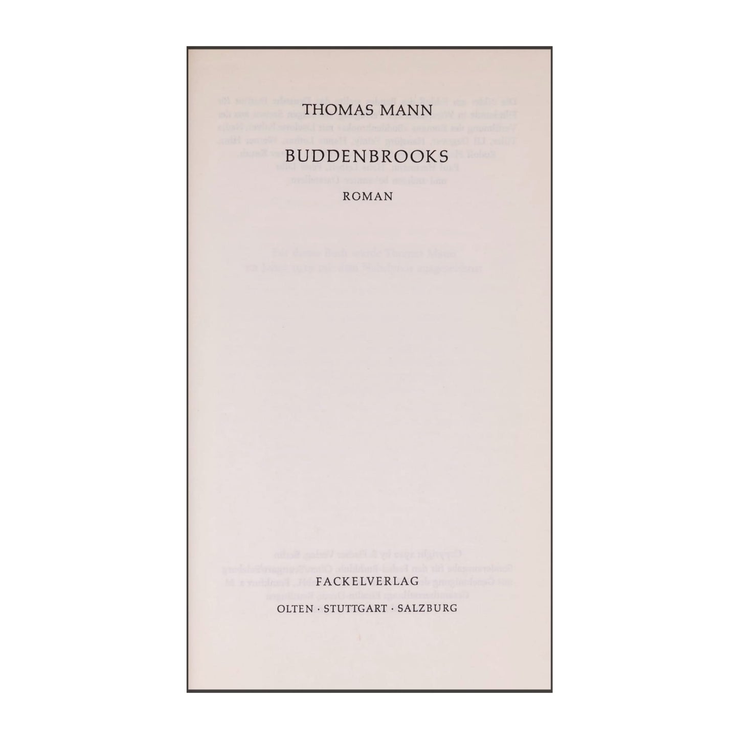 Thomas Mann: Buddenbrooks