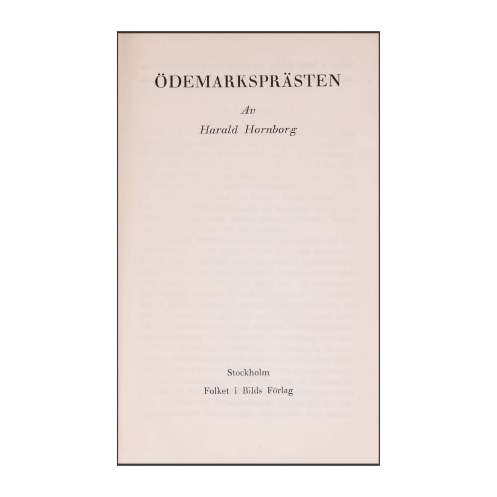 Harald Hornborg: Ödemarksprästen