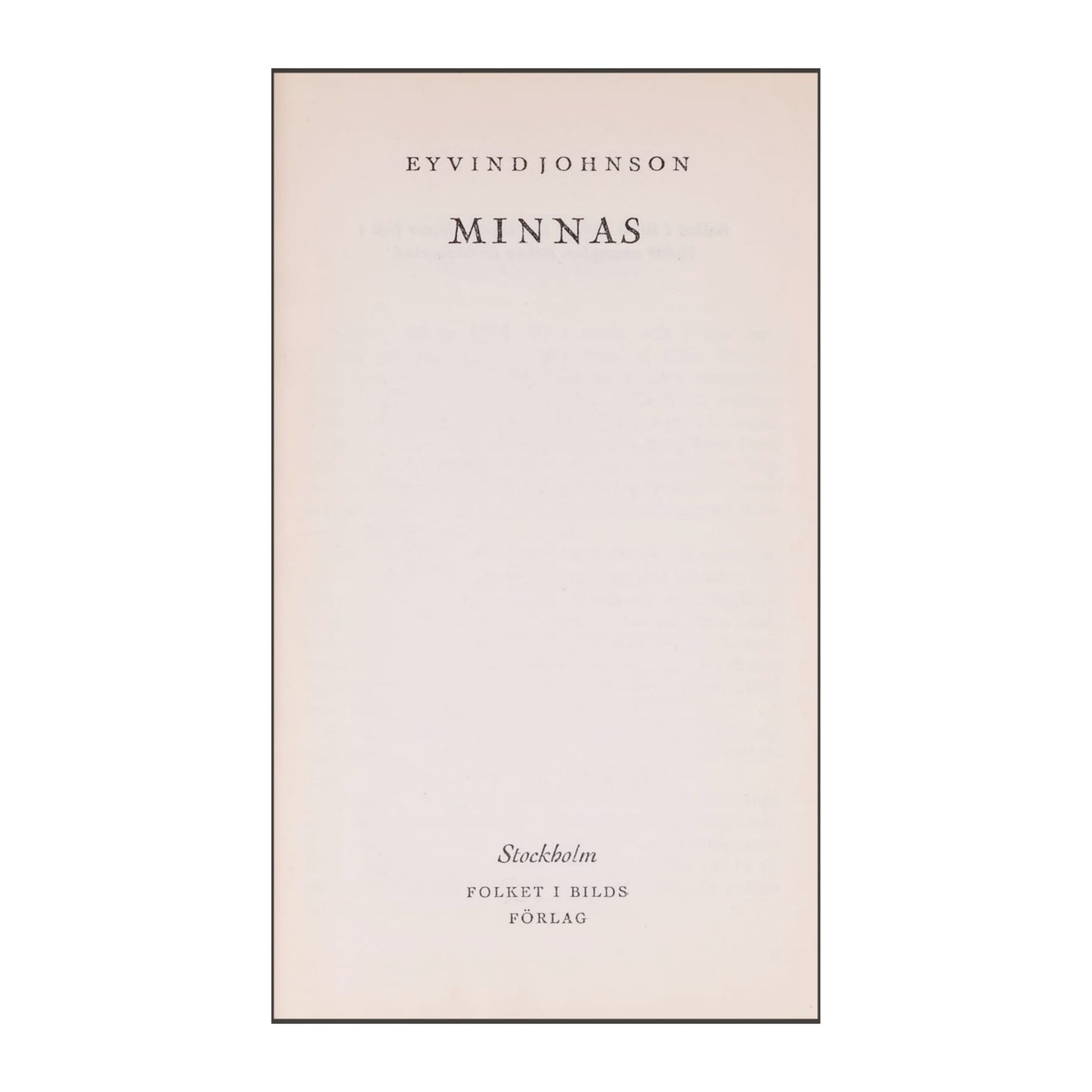 Eyvind Johnson: Minnas