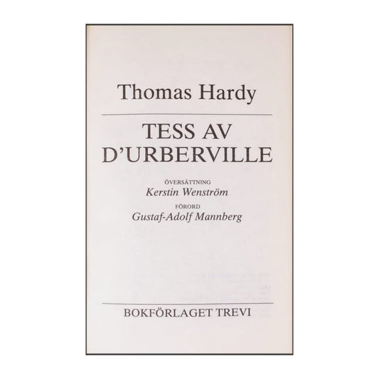 Thomas Hardy: Tess Av D'Urberville