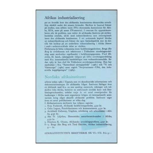 Bengt Åke Berg & Tord Ekström: Afrikas Industrialisering