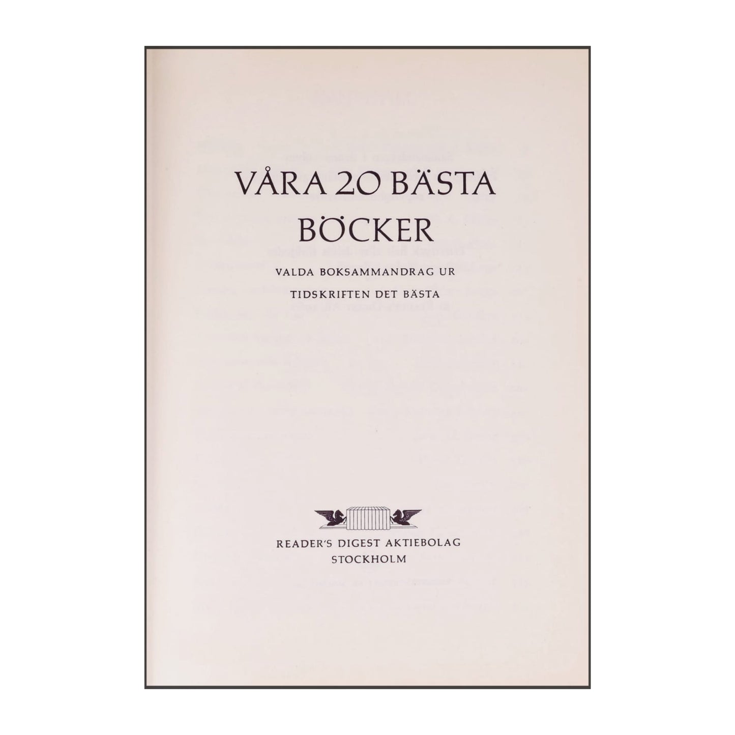 Reader'S Digest Våra 20 Bästa Böcker