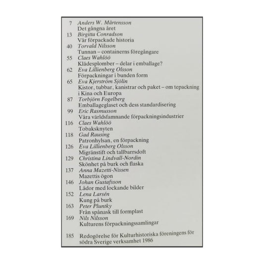 Kulturen 1987 Förpackningar