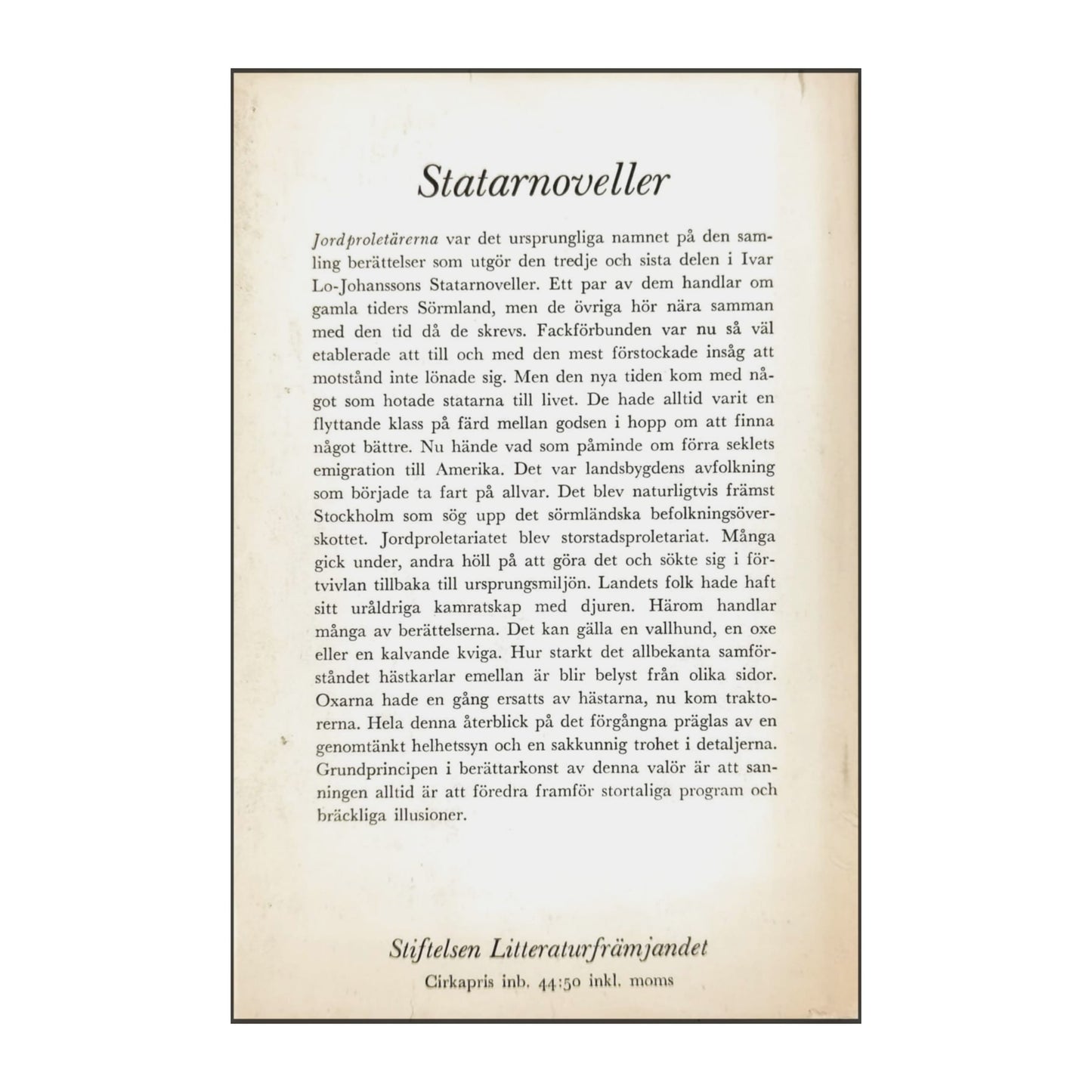 Ivar Lo Johansson: Statarnoveller 3