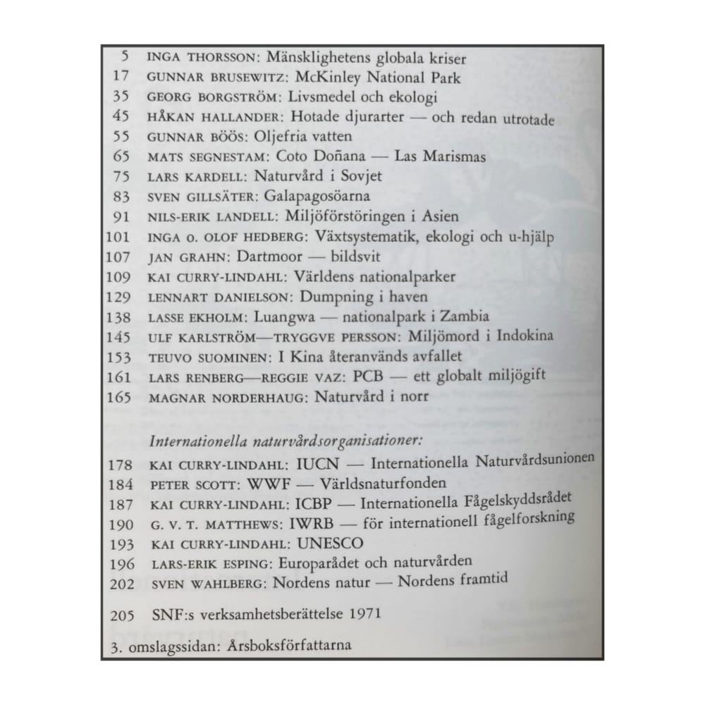 Snf 1972 Internationell Naturvård