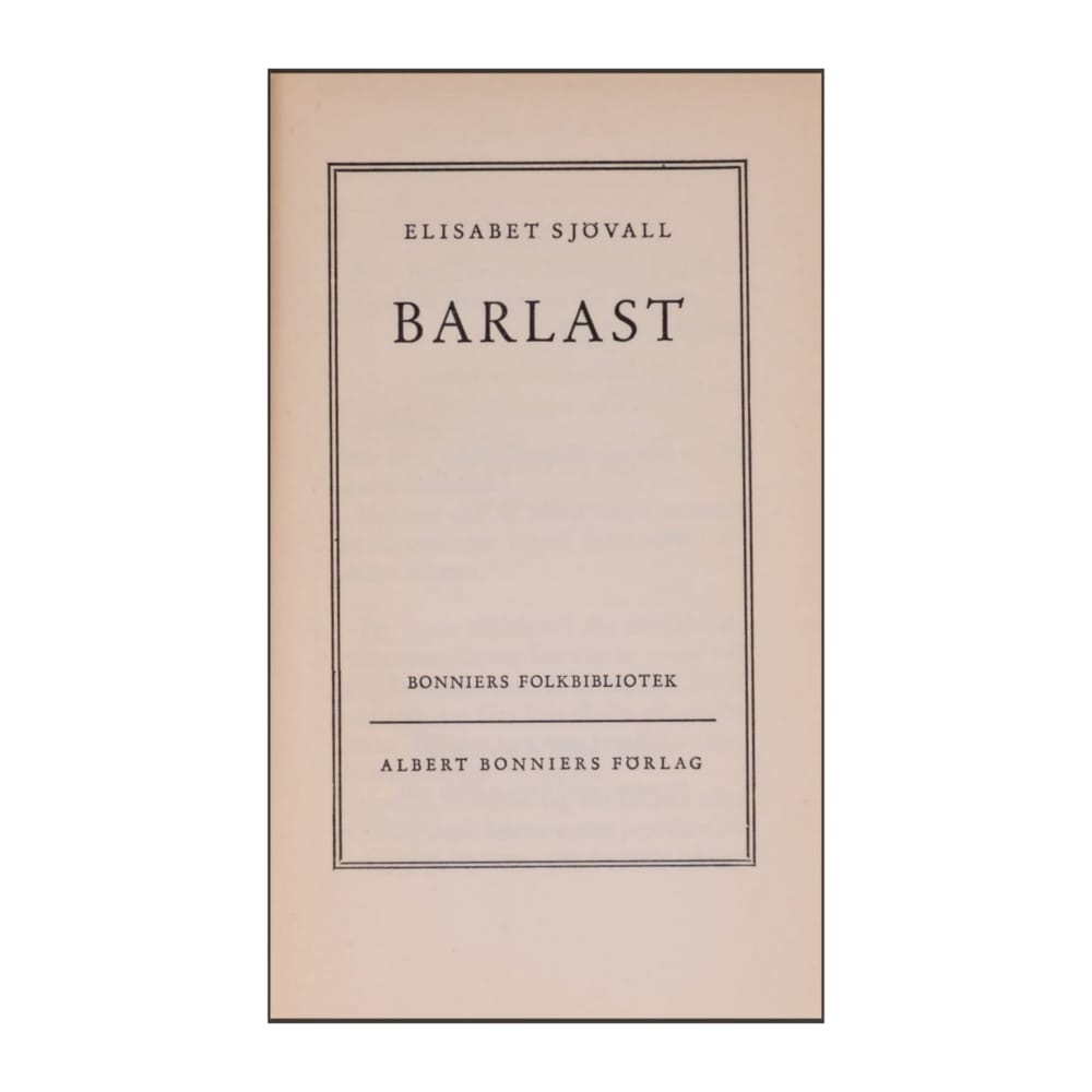 Elisabet Sjövall: Barlast