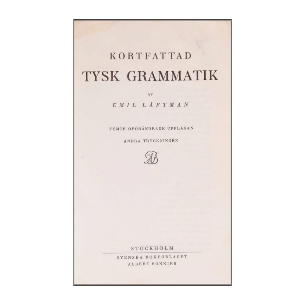 Emil Låftman: Kortfattad Tysk Grammatik