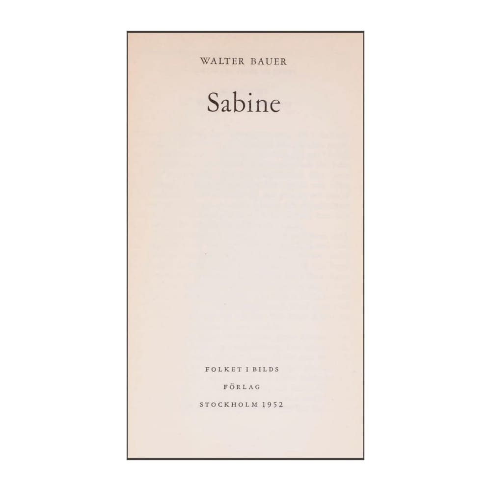 Walter Bauer: Sabine
